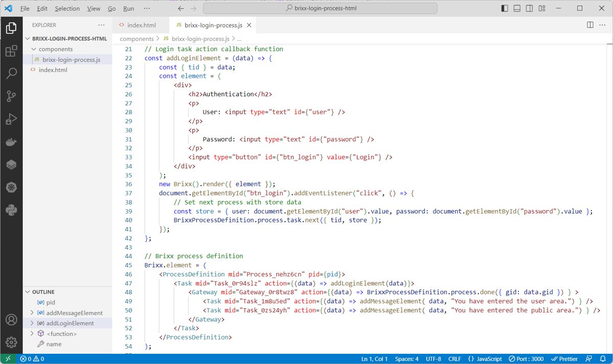 Brixx Process Script Login Beispiel (BRIXX.it documentation)